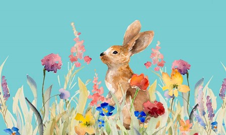 Amongst the Flowers on Teal I by Lanie Loreth art print