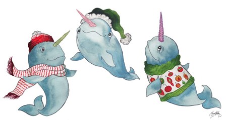 Christmas Narwhals by Elizabeth Medley art print