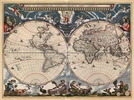 Nova et Accuratissima Totius Terrarum Orbis Tabula by Joan Blaeu art print