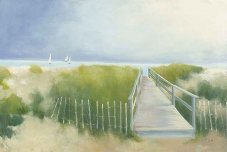 Beach Walk with Boats by Julia Purinton art print