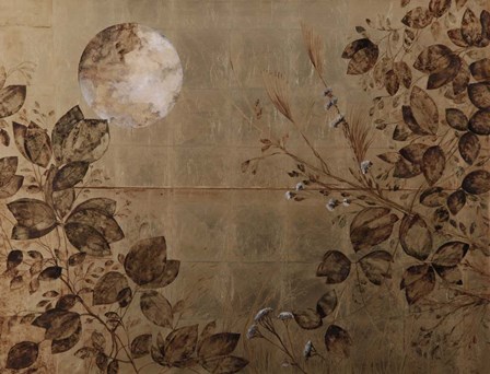 Pannello Dorato Con Foglie by Guido Borelli art print