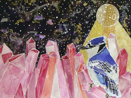 Cosmic Crystal Blue Jay by Lauren Moss art print