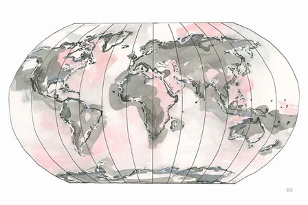 World Map Blush v2 by Chris Paschke art print