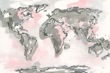 World Map Blush by Chris Paschke art print