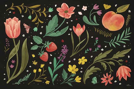 Spring Botanical I Black by Janelle Penner art print