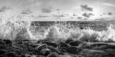 Waves Crashing, Point Reyes, California (detail, BW) by Pangea Images art print