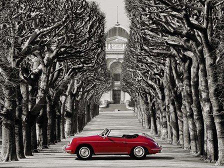 Roadster in Tree Lined Road, Paris by Gasoline Images art print