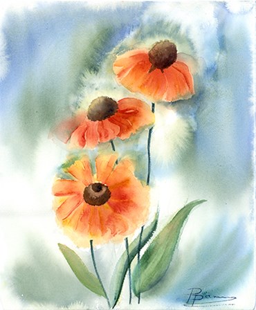 Orange Flowers by Olga Shefranov art print