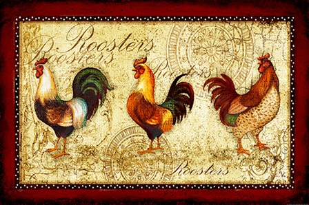 Rooster Trio by Yellow Caf&#233; art print
