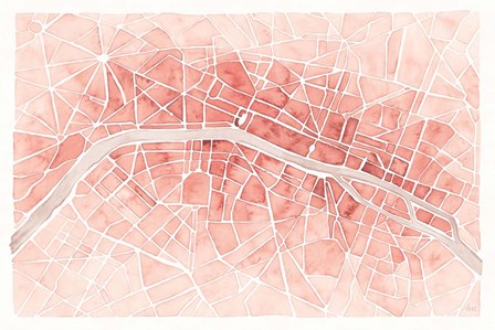 Watercolor Wanderlust Paris Coral by Laura Marshall art print