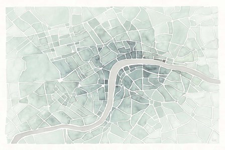 Watercolor Wanderlust London Mint by Laura Marshall art print