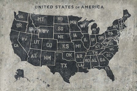 Grunge USA Map by James Wiens art print