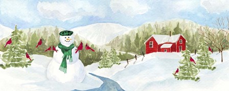 Snowman Christmas panel II by Tara Reed art print