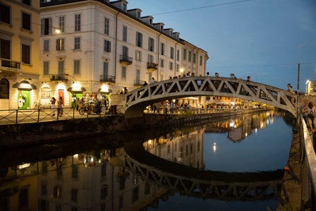 Italy, Lombardy, Milan Historic Naviglio Grande Canal Area Known For Vibrant Nightlife by Alan Klehr / Danita Delimont art print