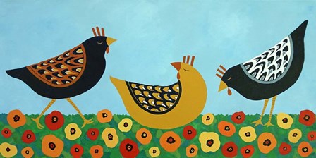 Hens and Poppies by Casey Craig art print