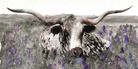 Longhorn in Flower Field by Stellar Design Studio art print