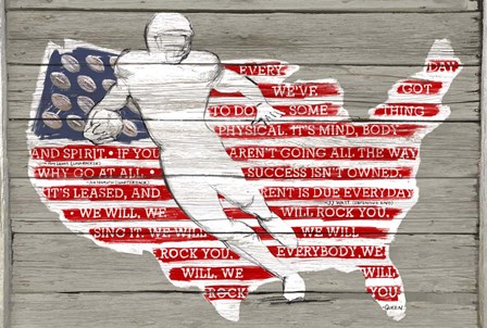 USA Flag and Runningback by Art Licensing Studio art print