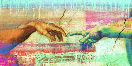 Michelangelo&#39;s Creation of Adam 2.0 (detail) by Eric Chestier art print