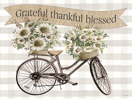 Grateful, Thankful, Blessed Bicycle by Cindy Jacobs art print