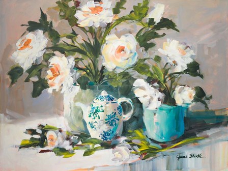 White Peonies II by Jane Slivka art print