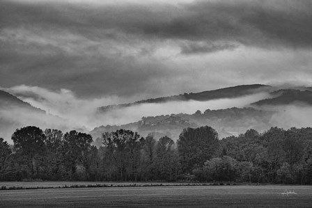 Village in the Fog by Aledanda art print