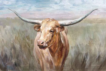 Big Sky Longhorn Sunset by Danhui Nai art print