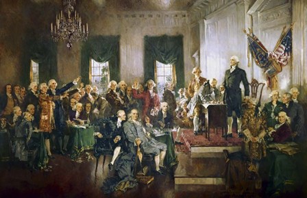 Signing of the US Constitution at Independence Hall, Philadelphia, September 17, 1787 by Vernon Lewis Gallery/Stocktrek Images art print