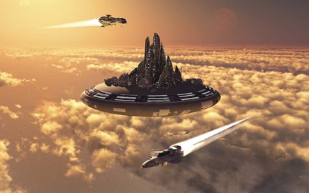 Futuristic Anti-Gravity City Floating in the Sky by Mark Stevenson/Stocktrek Images art print