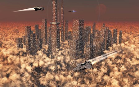 Futuristic City by Mark Stevenson/Stocktrek Images art print