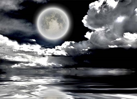 Full Moon Dramatic Clouds Reflected in Calm Wat by Bruce Rolff/Stocktrek Images art print