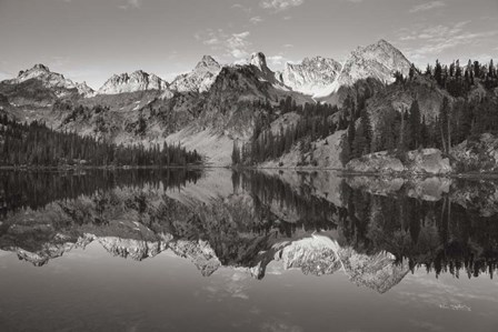 Alice Lake Sawtooth Mountains Idaho BW by Alan Majchrowicz art print