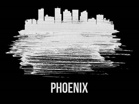 Phoenix Skyline Brush Stroke White by Naxart art print