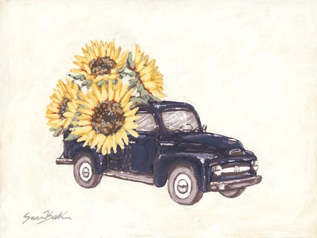 Sunflower Farm Truck by Sara Baker art print