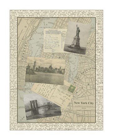 Vintage Map of New York by Vision Studio art print