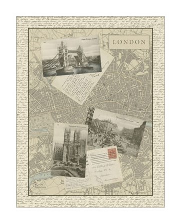 Vintage Map of London by Vision Studio art print