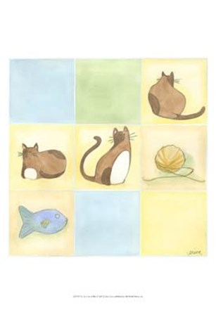 Tic-Tac Cats In Blue by June Erica Vess art print