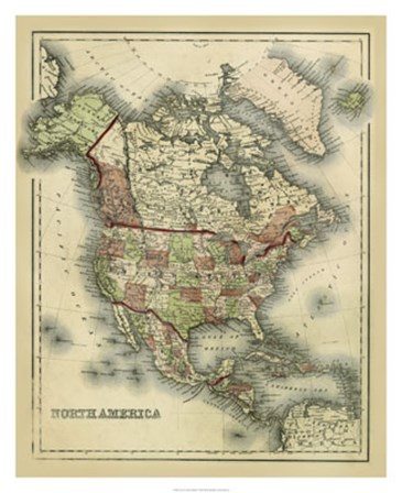 Antique Map of North America by Scott Johnson art print