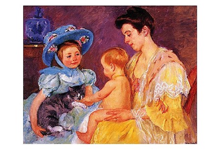 Children Playing with a Cat by Mary Cassatt art print
