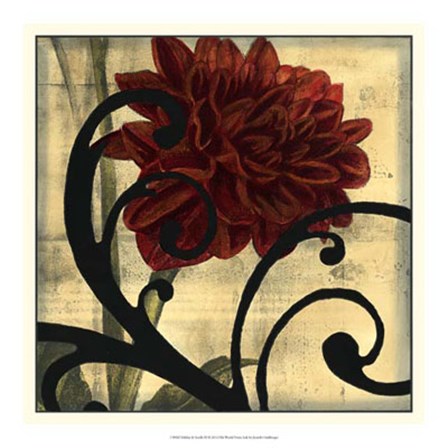 Dahlias &amp; Scrolls III by Jennifer Goldberger art print