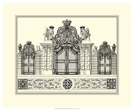 B&amp;W Grand Garden Gate I by O. Kleiner art print