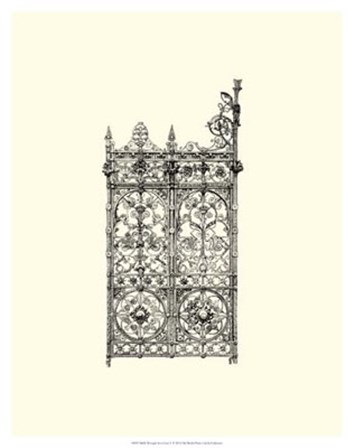 B&amp;W Wrought Iron Gate V art print