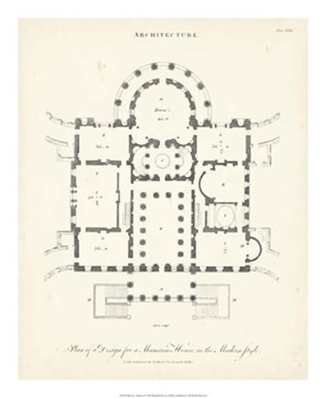 Plan for a Mansion by J. Wilkes art print