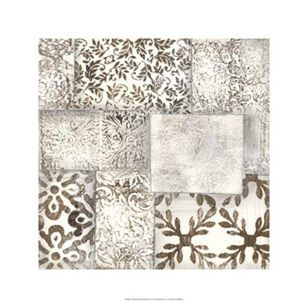 Neutral Patterned Patchwork II by Jennifer Goldberger art print