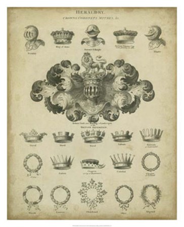 Heraldic Crowns &amp; Coronets I by David Milton art print