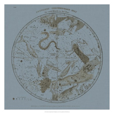 Southern Circumpolar Map by W. G. Evans art print