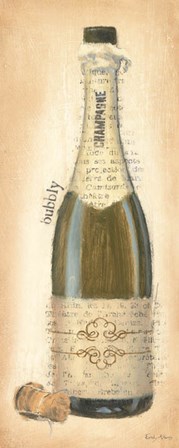 Bubbly Champagne Bottle by Emily Adams art print