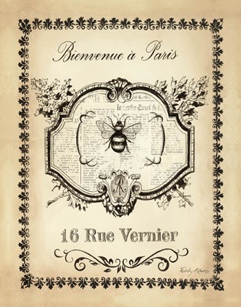 Paris Bees I by Emily Adams art print