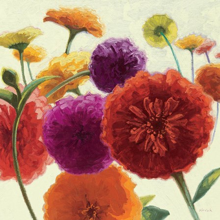 Pure Palette Zinnias by Shirley Novak art print