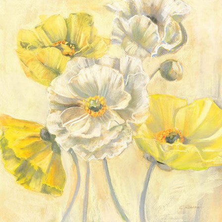 Gold and White Contemporary Poppies I by Carol Rowan art print