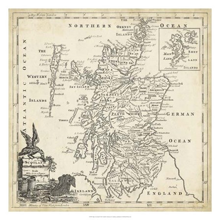 Map of Scotland by T Jeffreys art print